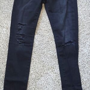 AG The Legging Ankle Super Skinny jeans 26 black distressed p18